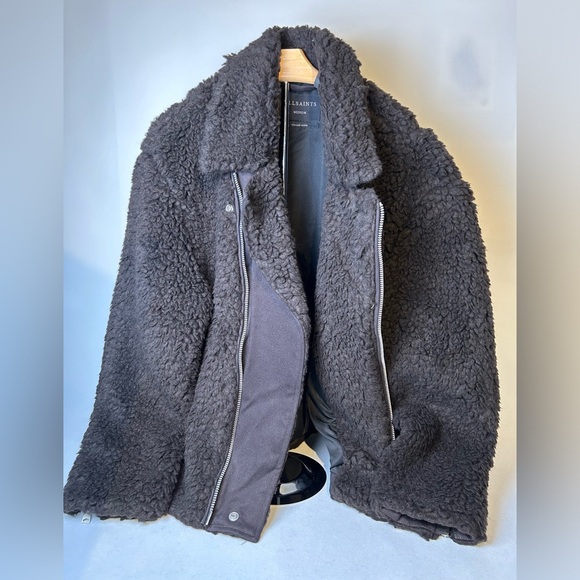 ALLSAINTS Men’s Faux Fur Kentaro biker Coat - Picture 5 of 8